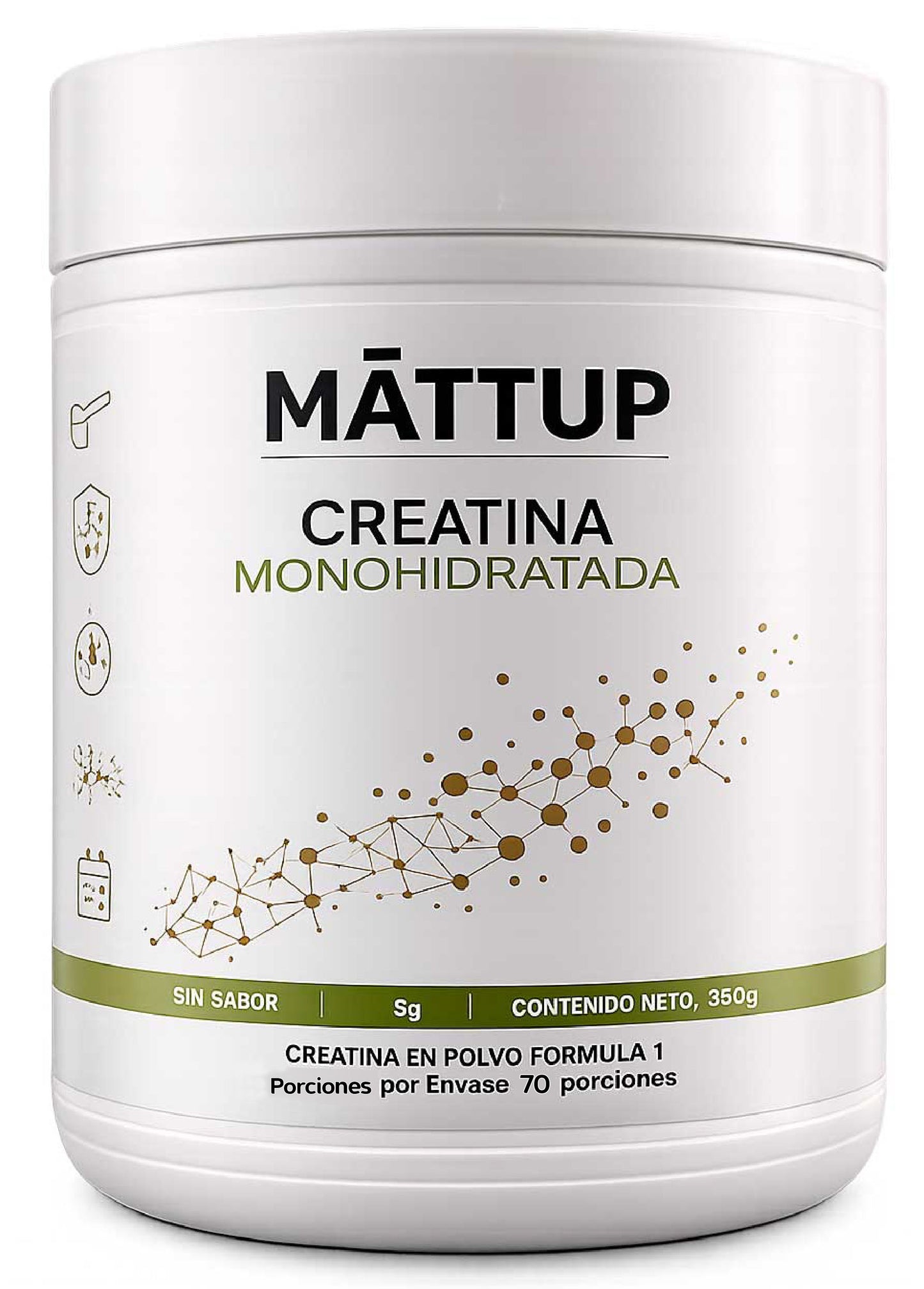 Creatina Monohidratada MĀTTUP – Micronizada, Sin Sabor, 350g