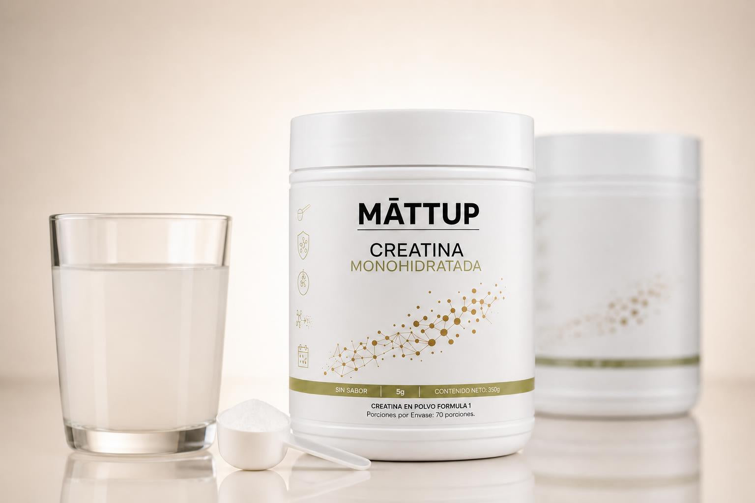 MĀTTUP Creatina Monohidratada con cuchara dosificadora